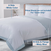 Long-staple Cotton Duvet Cover, White + Misty Blue